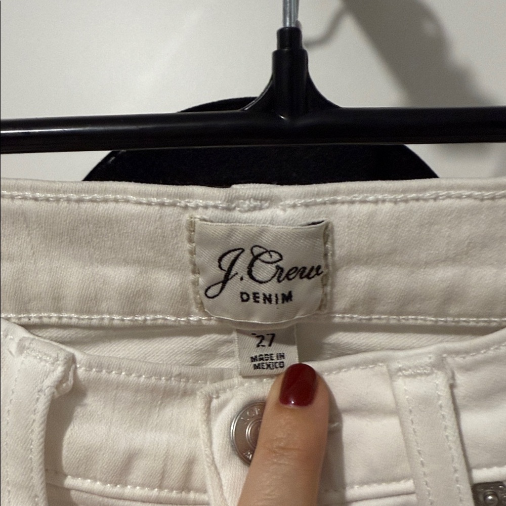 Women's Cropped Raw Hem White Jeans - 27 - Picture 2 of 5